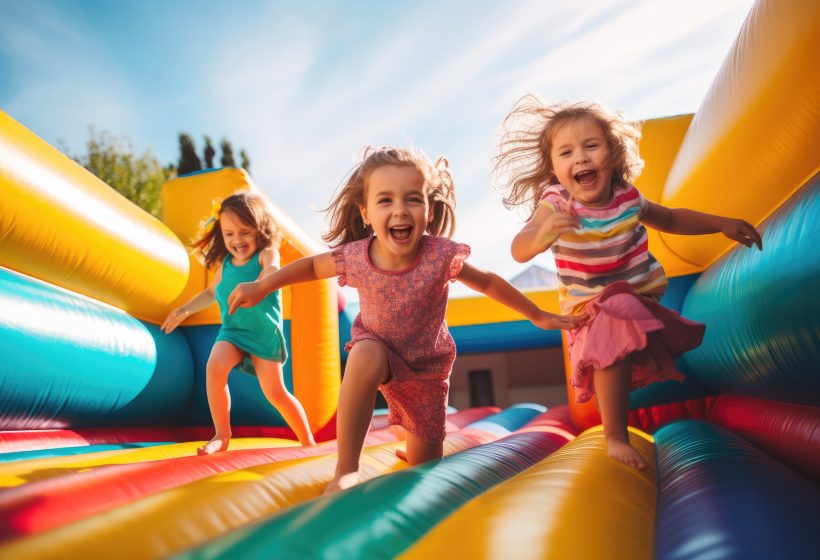 Kids on the inflatable bounce house